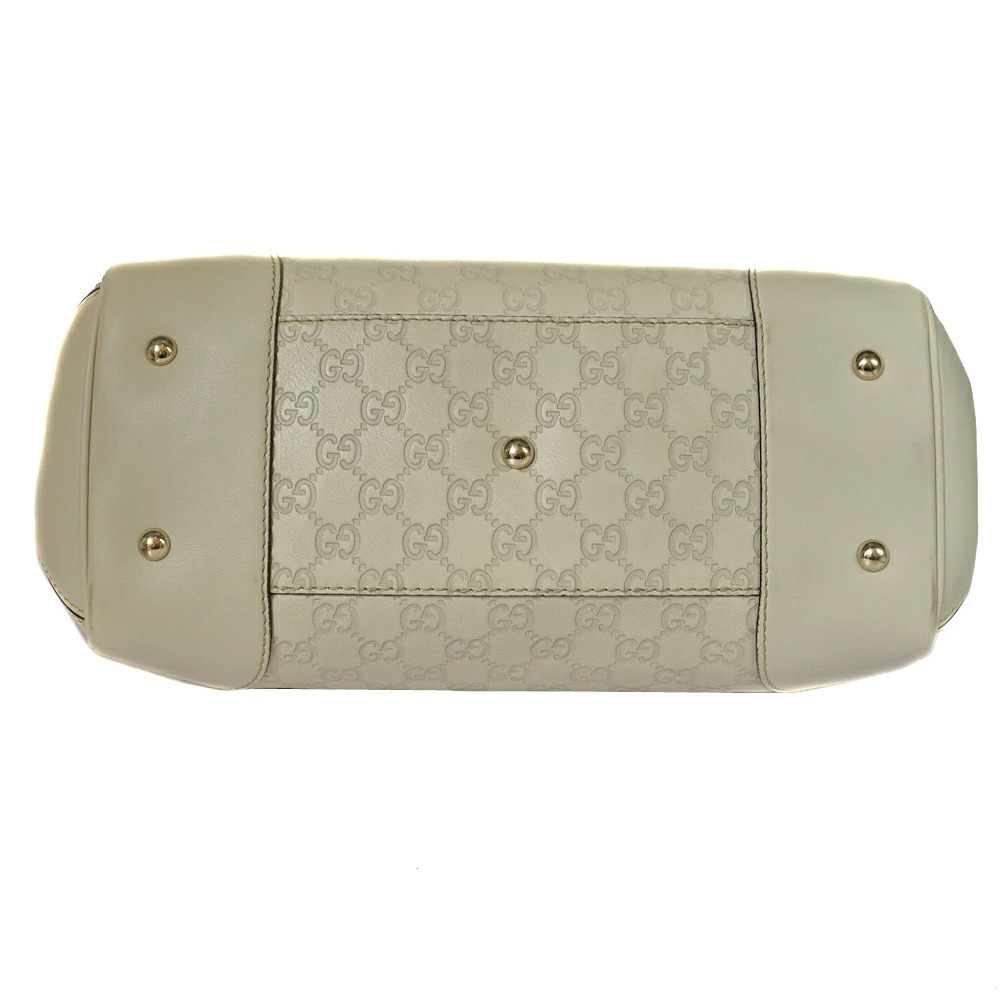 GUCCI Tote Bag Shoulder Handbag Shima Leather Ivory White GG Ribbon - Picture 5 of 10